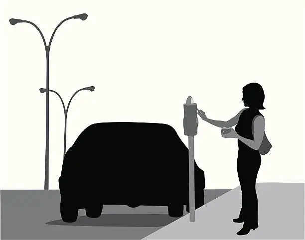 Vector illustration of Parking Meter Vector Silhouette