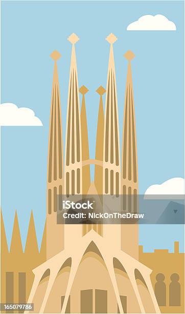 Sagrada Família Em Barcelona Espanha - Arte vetorial de stock e mais imagens de Barcelona - Espanha - Barcelona - Espanha, Rezar, Templo