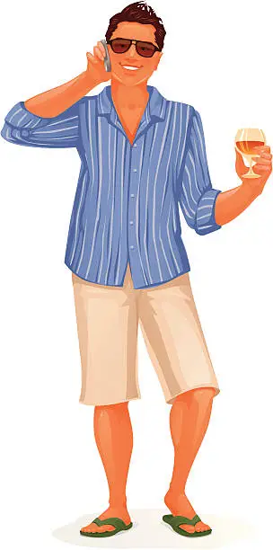 Vector illustration of Man with mobile phone