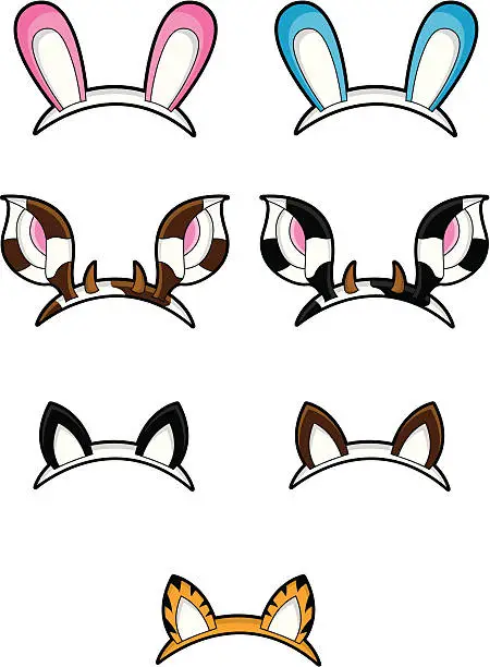 Vector illustration of Funky Animal Ear Hairbands
