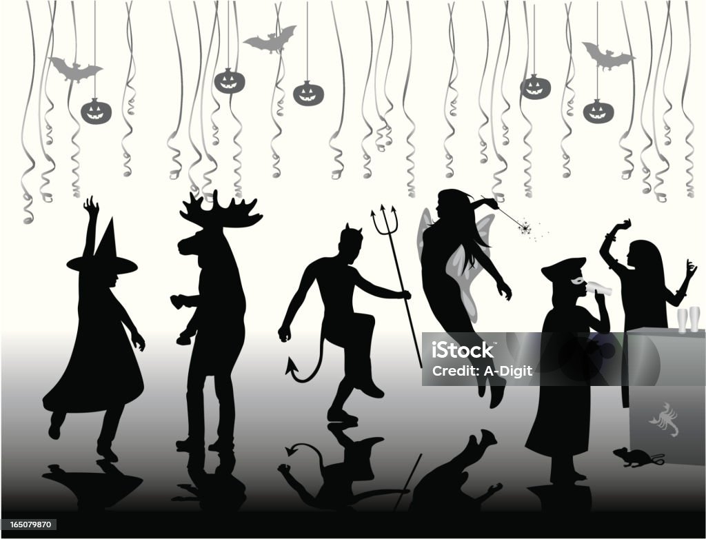 Halloween Adults Vector Silhouette A-Digit Drinking stock vector