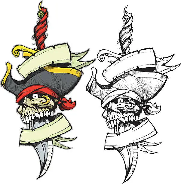 Vector illustration of Pirate Banner Knife