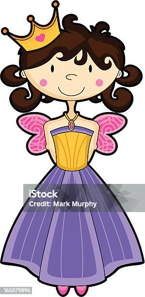 Cute Fairy Princess Character With Crown Stock Illustration - Download Image Now - Princess, Animal Body Part, Animal Wing