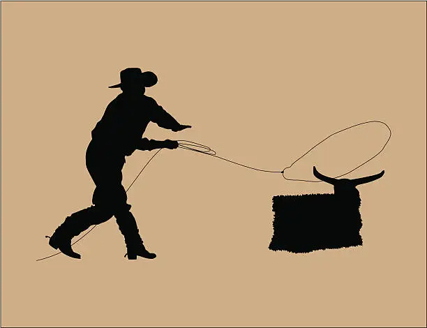 Vector illustration of Cowboy Roping