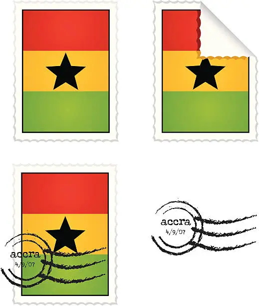 Vector illustration of Ghana Stamp Set
