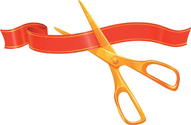 Vector illustration of Ribbon and scissors