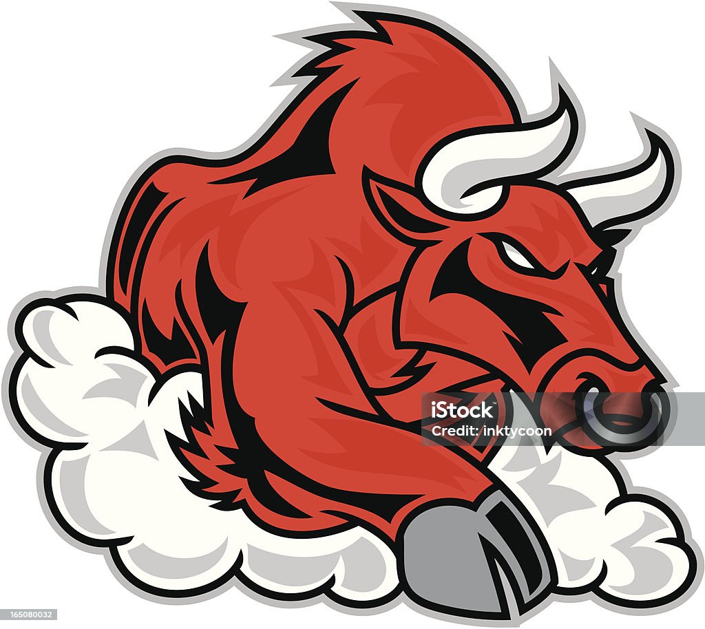 Bull Charging A bull charging down the compitition. The clouds are separate to easly drop into any design. Animals Charging stock vector