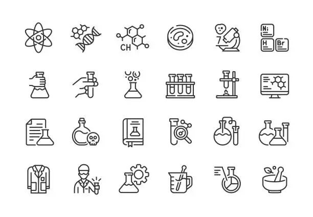 Vector illustration of Chemistry Line Icons Editable Stroke