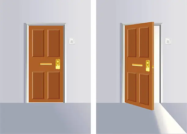 Vector illustration of Opening and close door