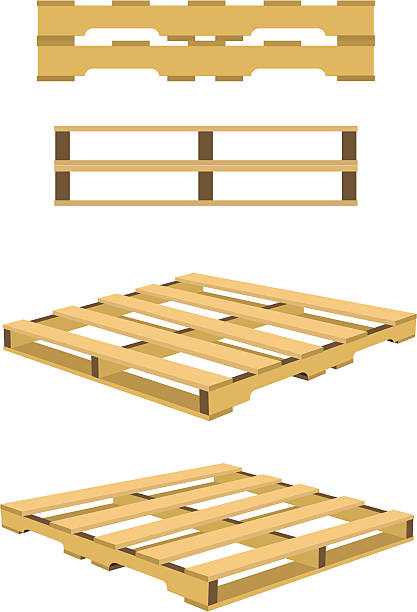 drewno, palety - paleta urządzenie przemysłowe stock illustrations