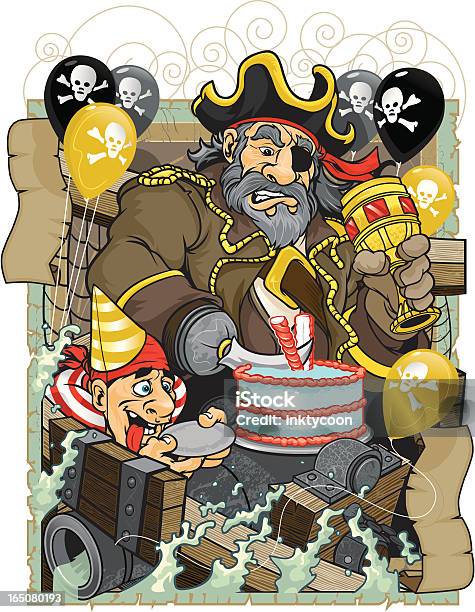 Pirat Urodziny Party - Stockowe grafiki wektorowe i więcej obrazów Pirat - Pirat, Urodziny, Armata
