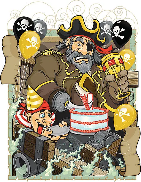 Vector illustration of Pirate Birthday Party