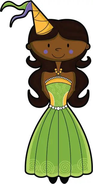 Vector illustration of Cute Fairy Princess Character with Crown