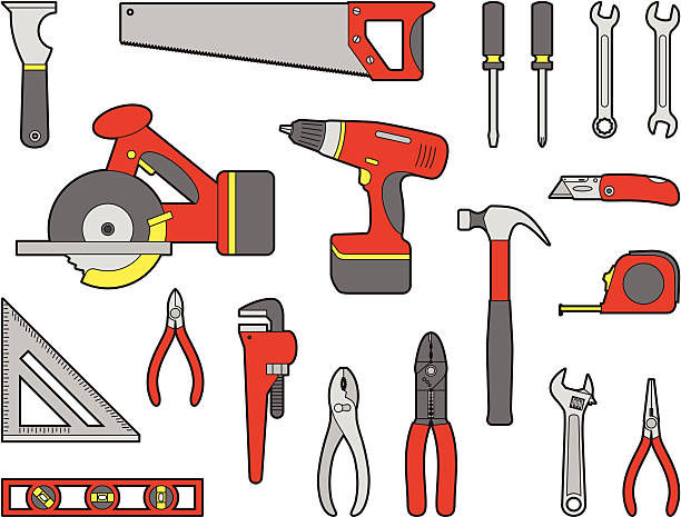 Essential Tools Hand tools and power tools commonly used by do-it-yourself homeowners and construction contractors. wire cutter stock illustrations