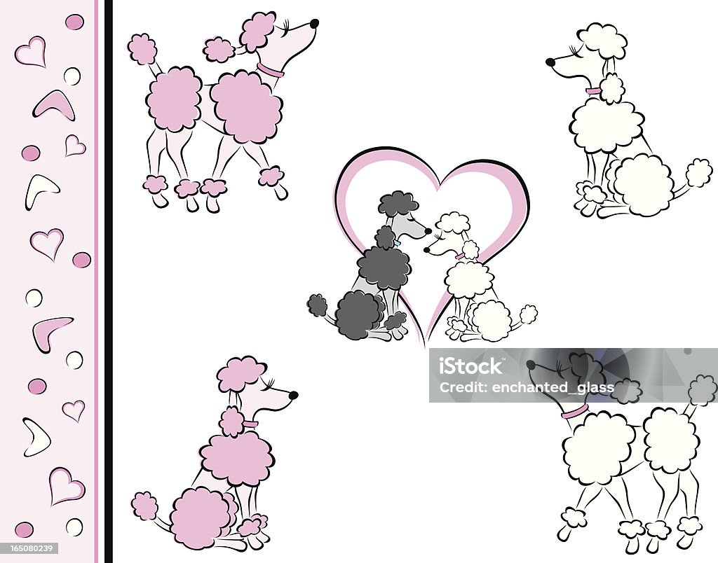 Różowe, białe Poodles, Love - Grafika wektorowa royalty-free (Pudel)