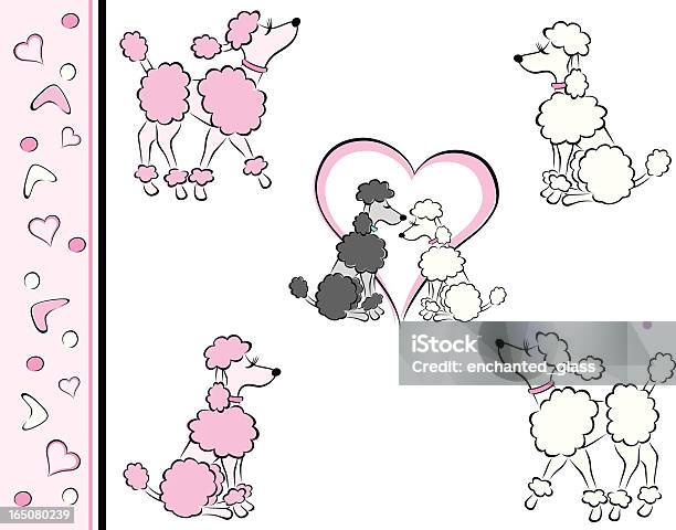 Różowe Białe Poodles Love - Stockowe grafiki wektorowe i więcej obrazów Pudel - Pudel, Dowcip rysunkowy, Grafika wektorowa