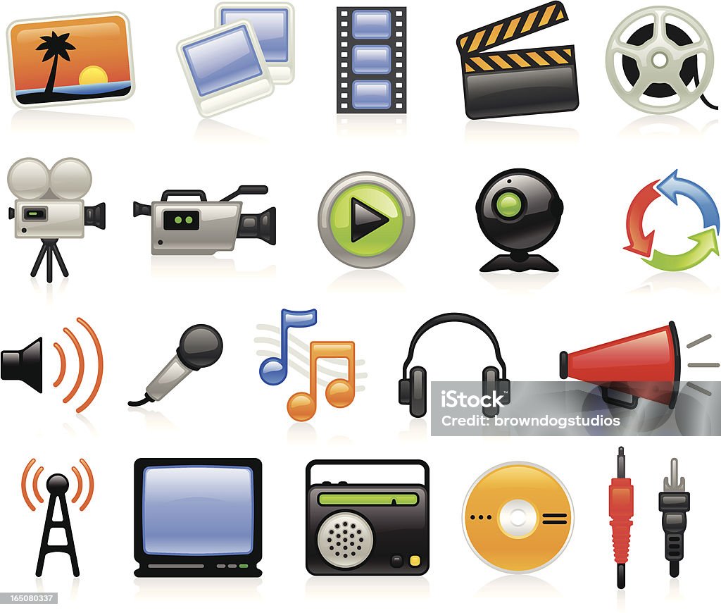 Multimedia Icons - Color "Music, video, film, and other media icons. See more in this series." Antenna - Aerial stock vector