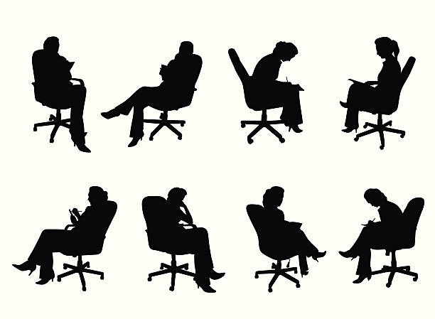 officechair - focus on shadow computer graphic learning black stock illustrations