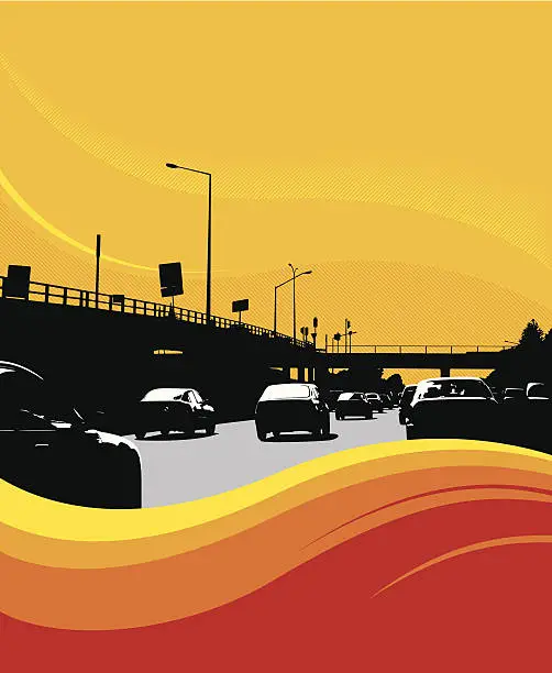 Vector illustration of cars on motorway