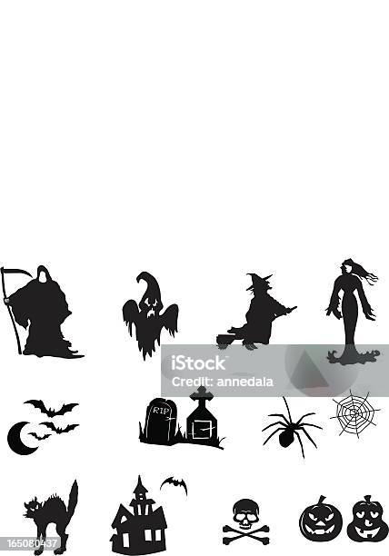 Halloween Icônes Et Symboles Vecteurs libres de droits et plus d'images vectorielles de Fantôme - Fantôme, Halloween, Image en noir et blanc