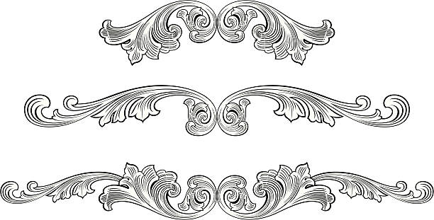 Scroll Centres A set of scroll centres. The designs are ungroped for you to add your own colours to .Saved in formats , AI ver 12, EPS ver 8, Corel Draw ver 8, PDF, and High Res Jpeg  architecture curve stock illustrations