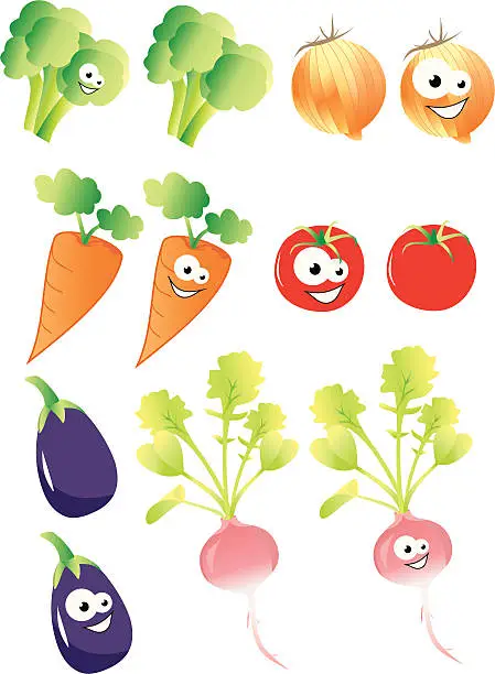 Vector illustration of Veggies with or without face!!