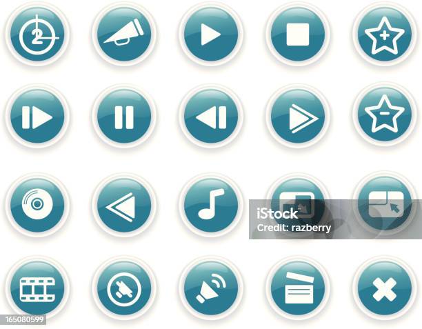 Glass Media Icons Stock Illustration - Download Image Now - Blue, CD-ROM, Compact Disc