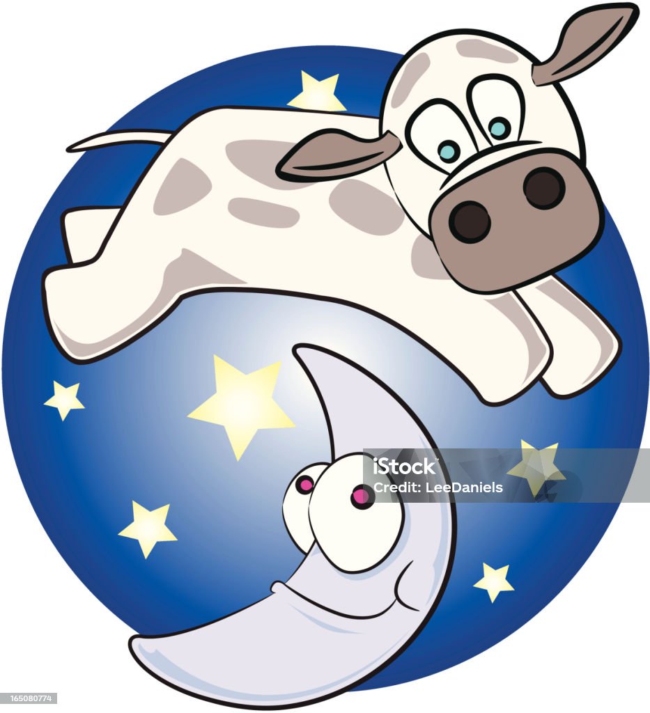 Cow Jumping Over the Moon - Lizenzfrei Abenddämmerung Vektorgrafik