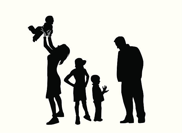 familytime - child silhouette mother parent stock-grafiken, -clipart, -cartoons und -symbole