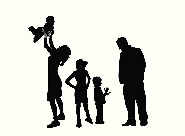 familytime - silhouette mother baby computer graphic stock illustrations