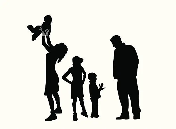 Vector illustration of Family Time Vector Silhouette