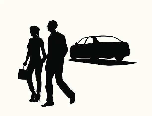 Vector illustration of Parking The Car Vector Silhouette