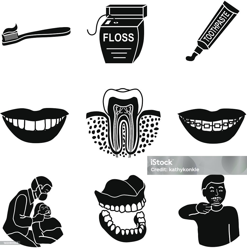 Iconos de dentista - arte vectorial de Dentadura postiza libre de derechos