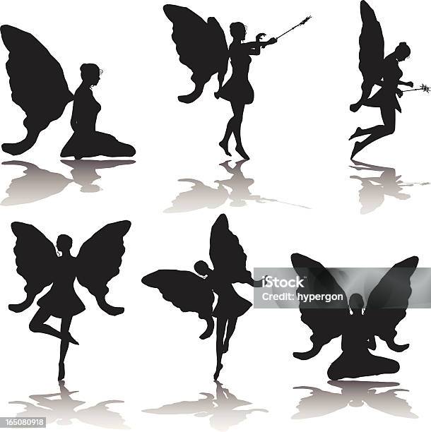 Fairy Silhouette Collection Stock Illustration - Download Image Now - Adult, Adults Only, Animal Body Part