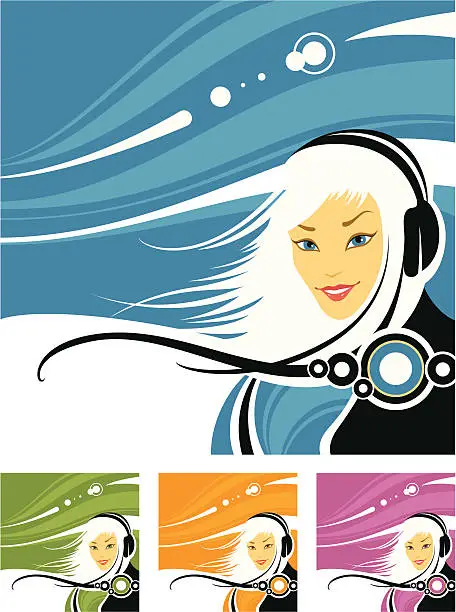Vector illustration of Four Mood Lady