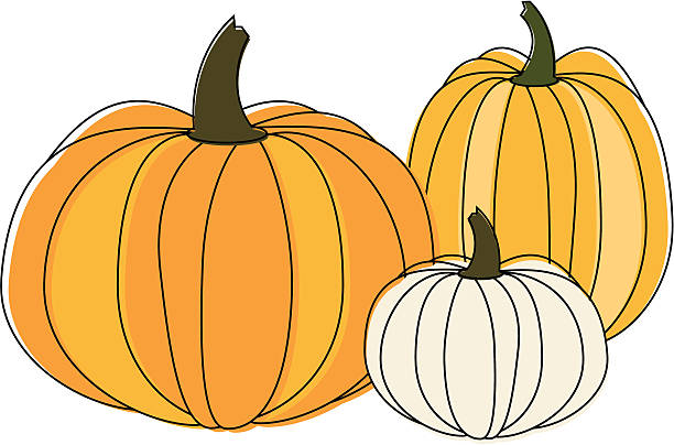 Three Pumpkins vector art illustration