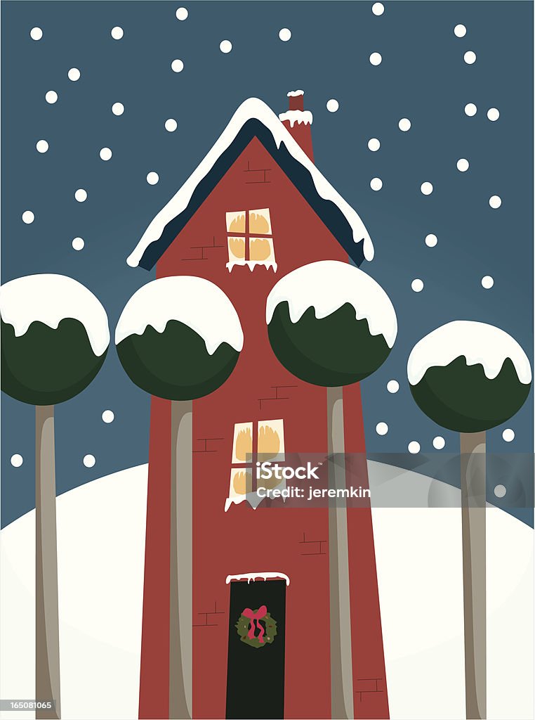 Maison d'hiver - clipart vectoriel de Conduit de cheminée libre de droits