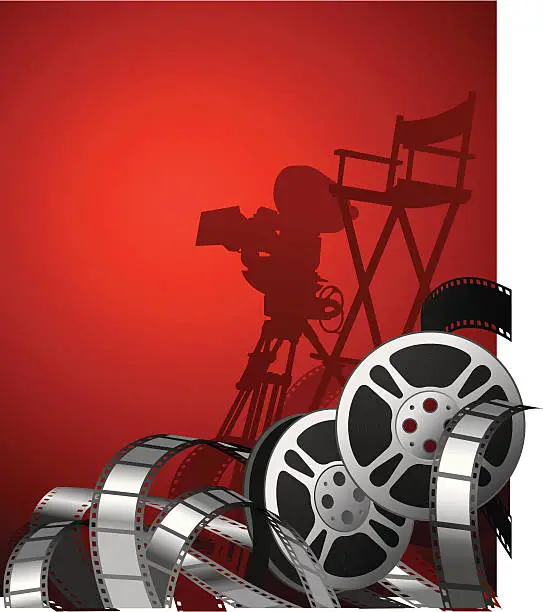 Vector illustration of Movie Reels with Film Stripes Vector