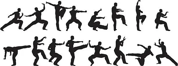 Vector illustration of Martial Arts  Sihlouettes