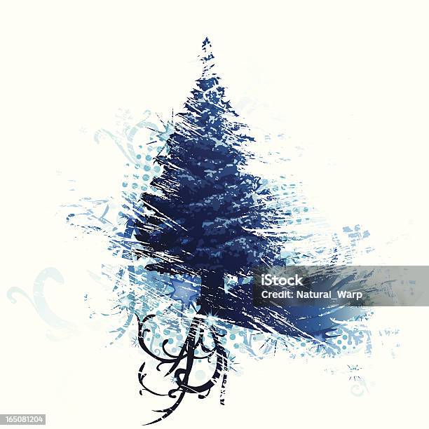 Grunged Albero Di Natale - Immagini vettoriali stock e altre immagini di A forma di stella - A forma di stella, Albero, Albero di natale