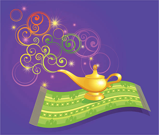 ilustrações de stock, clip art, desenhos animados e ícones de a lâmpada mágica - magic lamp genie lamp smoke