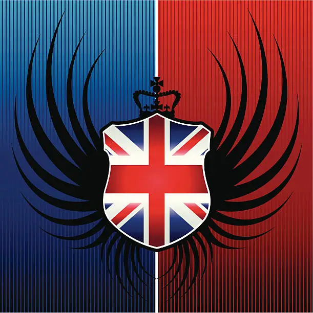 Vector illustration of Winged UK Flag