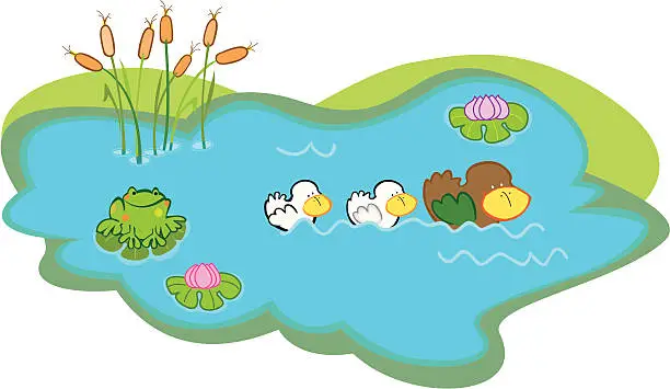 Vector illustration of Farm pond