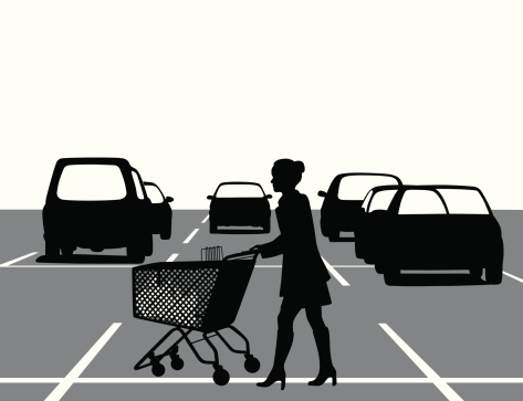 Grocery Store Parking Vector Silhouette