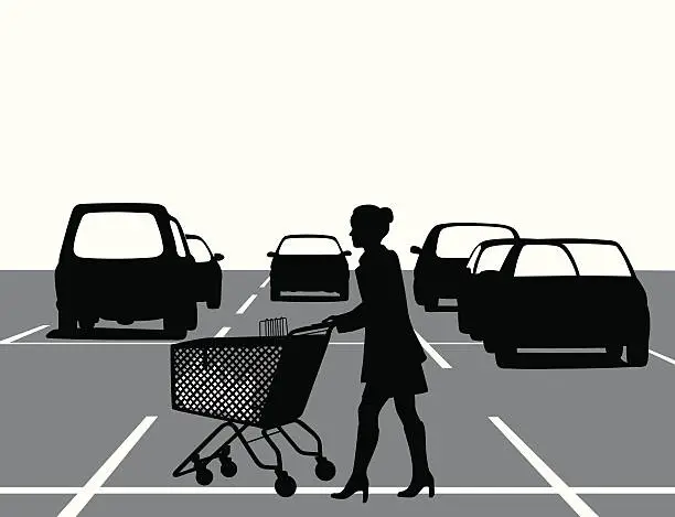 Vector illustration of Grocery Store Parking Vector Silhouette
