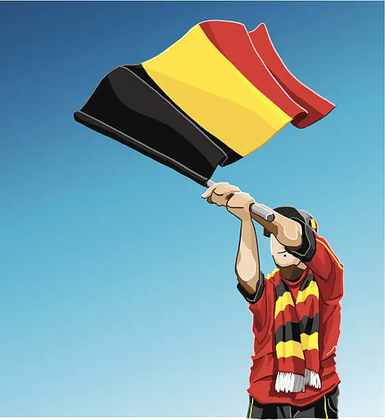 Vector illustration of Belgium Waving Flag Soccer Fan