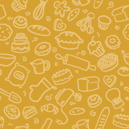 seamless background with hand drawn baking illustrations. just drop into your illustrator swatches and use as a tiled fill. more similar images: