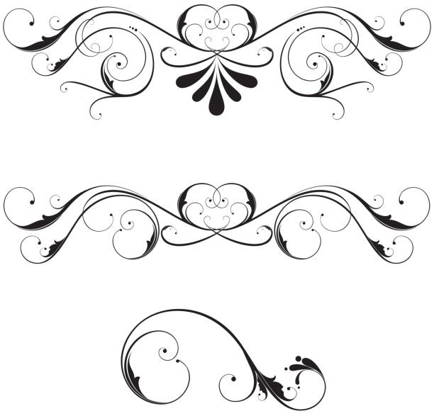 beautiful vector scroll victorian scroll design element. dingbat stock illustrations