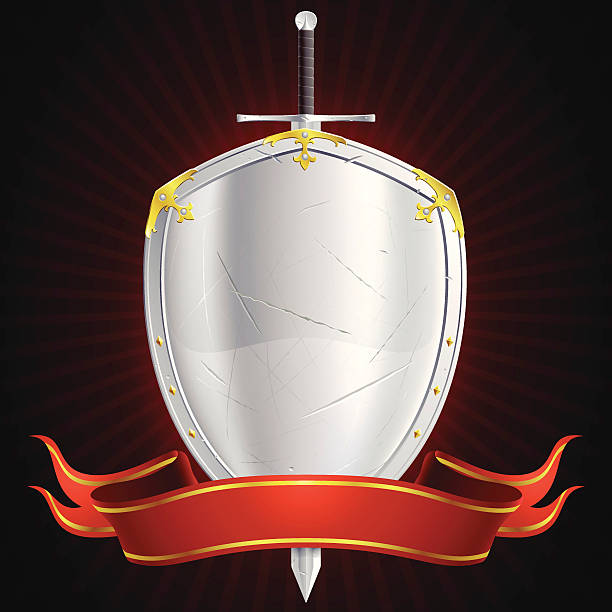 ilustrações de stock, clip art, desenhos animados e ícones de rugged escudo de emblema - grunge shield coat of arms insignia