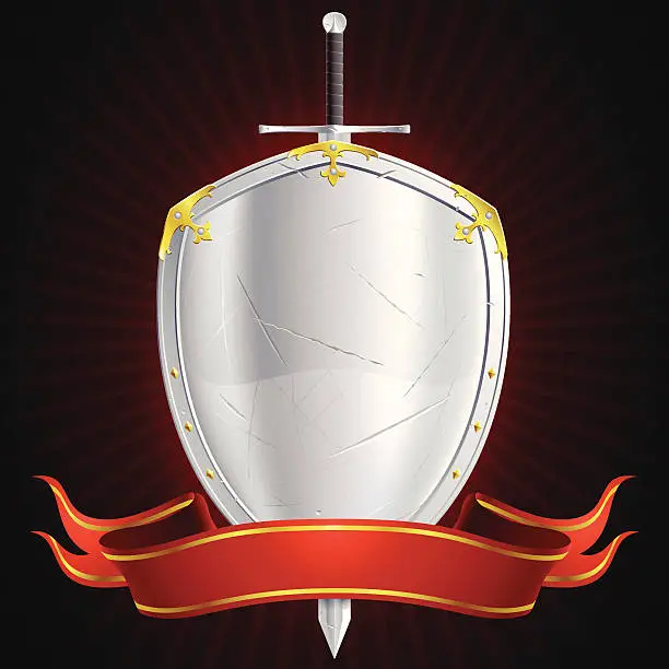 Vector illustration of rugged shield emblem